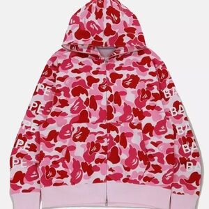 Bape Big ABC Camo Relaxed Fit Full Zip Hoodie XL Pink
